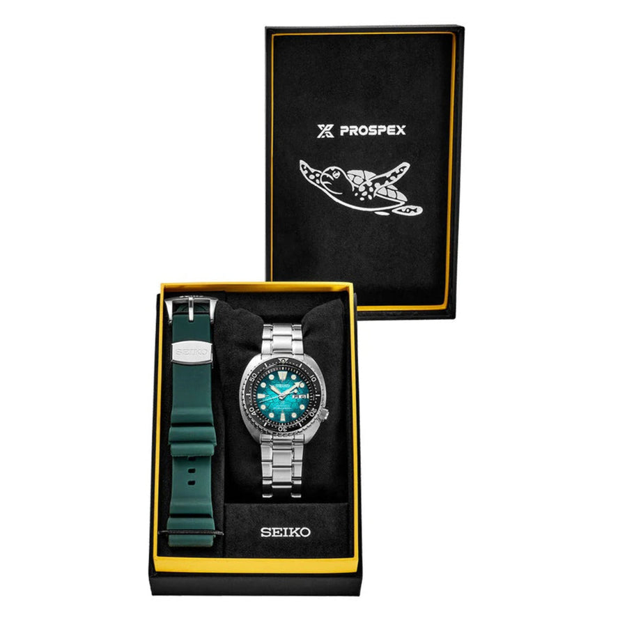 Seiko US Special Edition Automatic Green Dial Silver Steel Strap Watch for Men - SRPH57