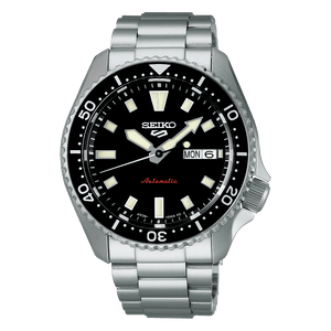 Seiko 5 Sports SKX Automatic Black Dial Silver Steel Strap Watch for Men - SRPL85K1