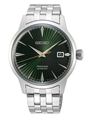Seiko Presage Cocktail Time Automatic Green Dial Silver Steel Strap Watch for Men - SRPE15J1