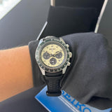 Seiko Prospex SSC943 Speedtimer Solar Chronograph Men's Watch – Ivory Dial & Black Leather Strap