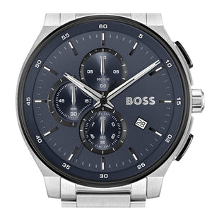 Hugo Boss Peak 2.0 Chronograph Blue Dial SIlver Steel Strap Watch for Men - 1514189