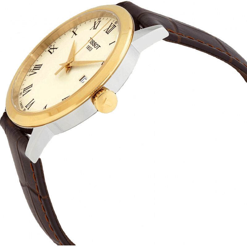Tissot Classic Dream Ivory Dial Brown Leather Strap Watch for Men - T129.410.26.263.00