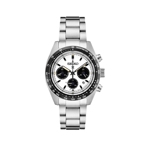 Seiko Prospex Speedtimer Solar Chronograph White Dial Silver Steel Strap Watch for Men - SSC813