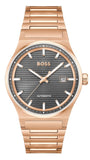 Hugo Boss Candor Automatic Grey Dial Rose Gold Steel Strap Watch for Men - 1514185