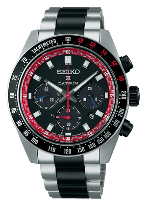 Seiko Prospex Speedtimer Solar Chronograph Datsun 240Z Collaboration Limited Edition Black Dial Two Tone Steel Strap Watch for Men - SSC957