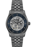 Hugo Boss Principle Skeleton Blue Dial Grey Steel Strap Watch for Men - 1514254