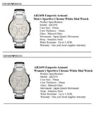 Emporio Armani Renato Chronograph White Dial Silver Steel Strap Watch for Women  - AR2459