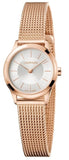 Calvin Klein K3M23626 Minimal Women's Watch – White Dial & Rose Gold Mesh Bracelet