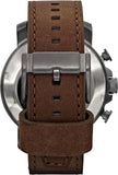 Fossil Nate Chronograph Grey Dial Brown Leather Strap Watch for Men - JR1424