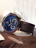 Maserati Traguardo Chronograph Blue Dial Brown Leather Strap Watch For Men - R8871612024