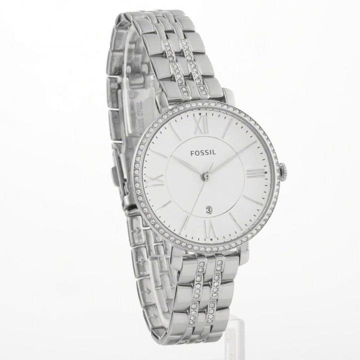 Fossil Jacqueline White Dial Silver Steel Strap Watch for Women - ES3545