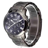Fossil Grant Chronograph Blue Dial Grey Steel Strap Watch for Men - FS4831