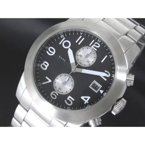 Marc Jacobs Larry Chronograph Black Dial Silver Steel Strap Watch for Men - MBM5050