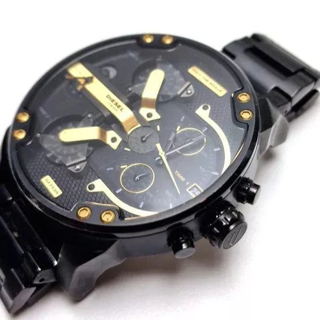 Diesel Mr. Daddy 2.0 Chronograph Black Dial Black Steel Strap Watch For Men - DZ7435