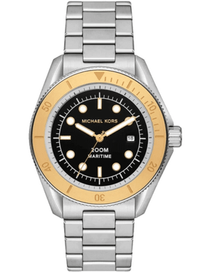 Michael Kors Maritime Analog Black Dial Silver Steel Strap Watch for Men - MK9161