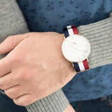 Daniel Wellington Classic Cambridge White Dial Two Tone NATO Strap Watch For Men - DW00100003