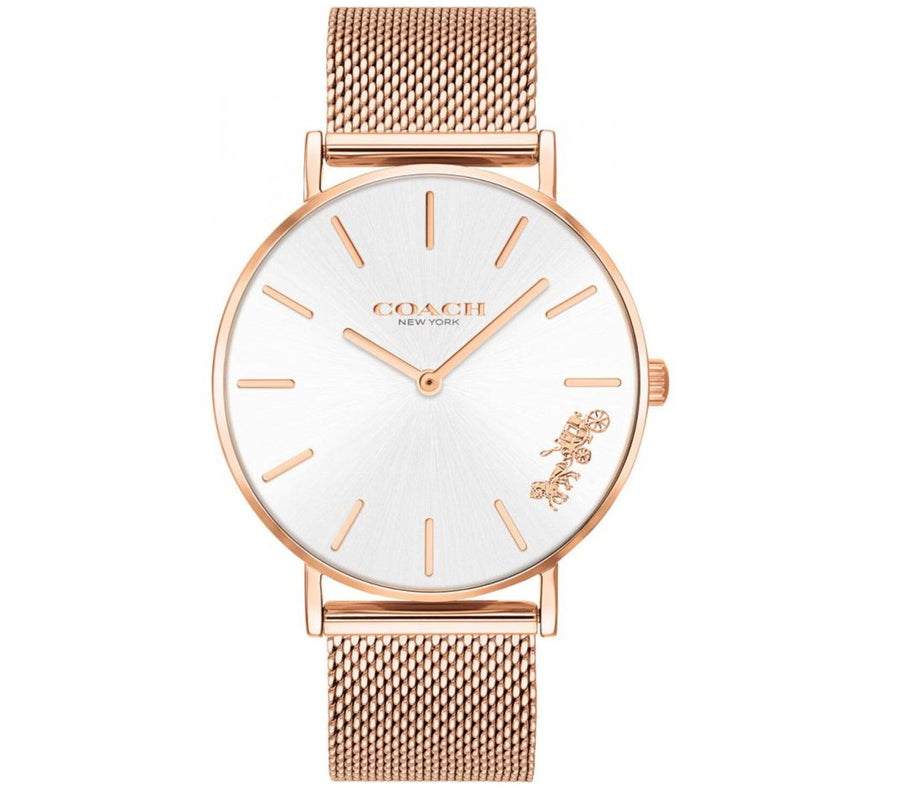 Coach Perry White Rose Gold Mesh Bracelet Watch for Women - 14503126