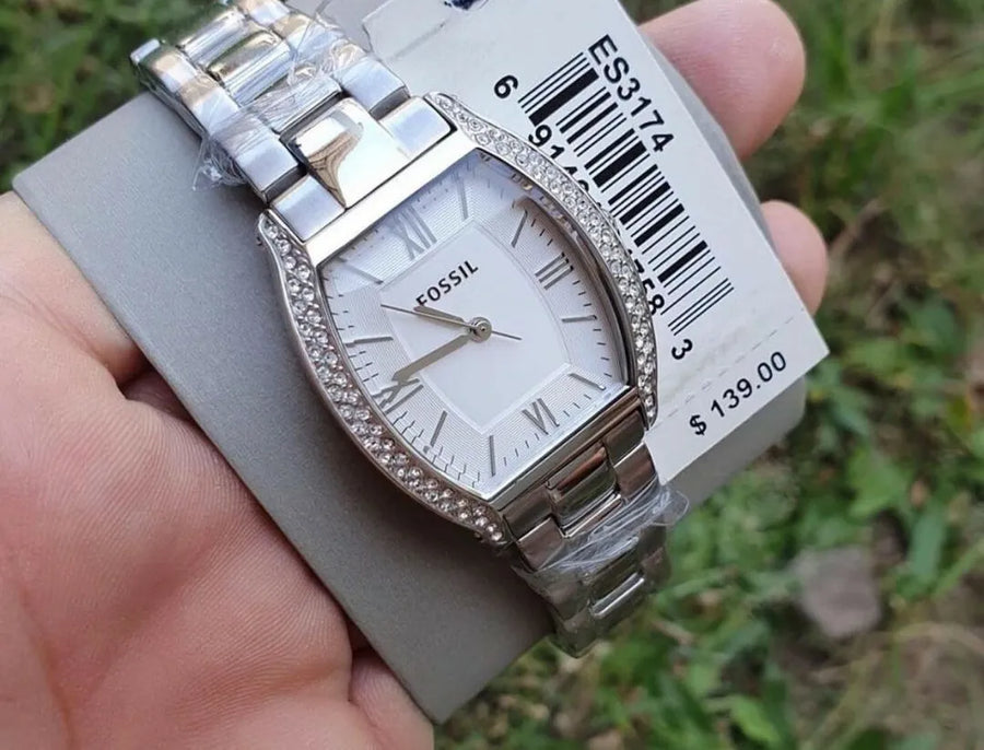 Fossil Wallace Silver Dial Silver Steel Strap Watch for Women - ES3174