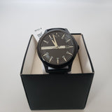 Armani Exchange Hampton AX2411 Men's Quartz Watch – Blue Dial Paired with Black Leather Strap