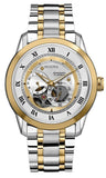 Bulova BVA 98A123 Men's Two-Tone Skeleton Watch with Silver Dial & Stainless Steel Bracelet