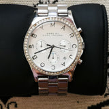 Marc Jacobs Henry Chronograph Silver Dial Silver Steel Strap Watch for Women - MBM3104