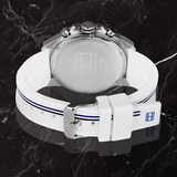 Tommy Hilfiger Multifunction Black Dial White Rubber Strap Watch for Men - 1791475