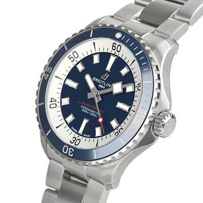Breitling Superocean Automatic 42mm Blue Dial Silver Steel Strap Watch for Men - A17375E71C1A1