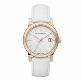 Burberry The City White Dial White Leather Strap Watch for Women - BU9012