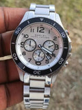 Marc Jacobs Rock Chronograph White Dial Silver Steel Strap Watch for Men - MBM5027