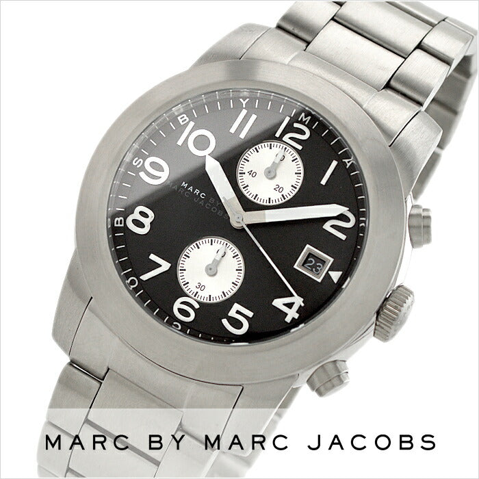 Marc Jacobs Larry Chronograph Black Dial Silver Steel Strap Watch for Men - MBM5050