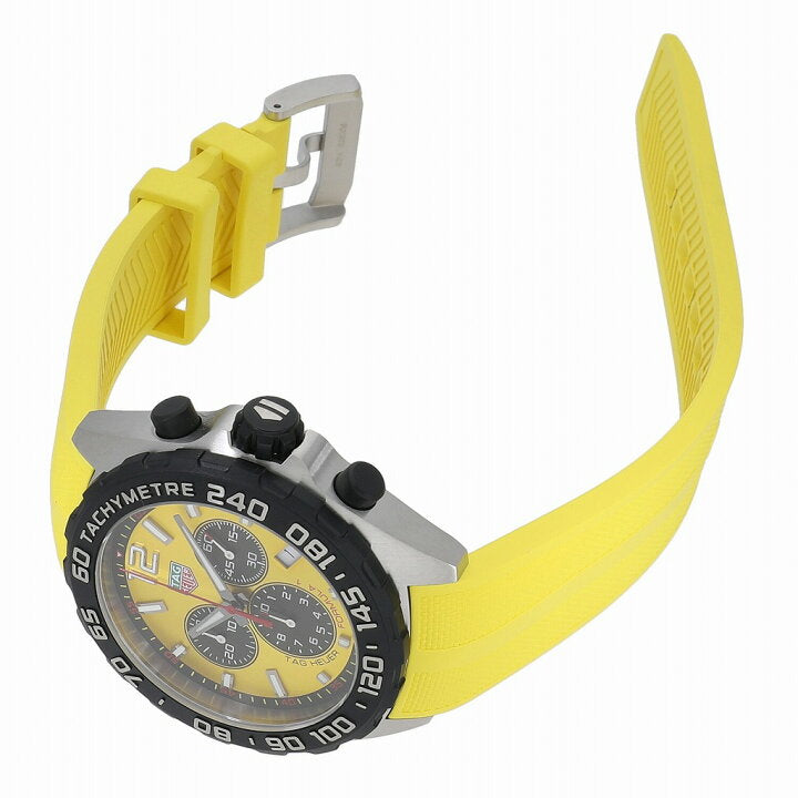 Tag Heuer Formula 1 Chronograph Yellow Dial Yellow Rubber Strap Watch for Men - CAZ101AM.FT8054