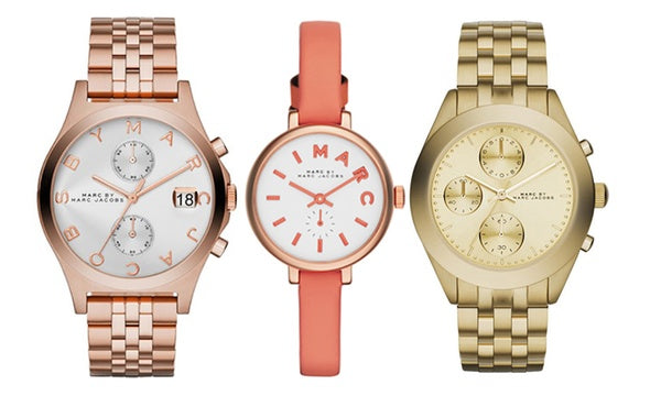 Marc Jacobs Sally White Dial Orange Leather Strap Watch for Women - MBM1355