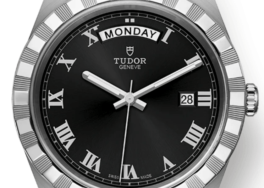 Tudor Royal Automatic Black Dial Silver Steel Strap Watch for Men - M28600-0003