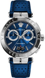 Versace VE1D01220 Aion Chronograph Quartz Men's Watch – Blue Dial & Blue Leather Strap